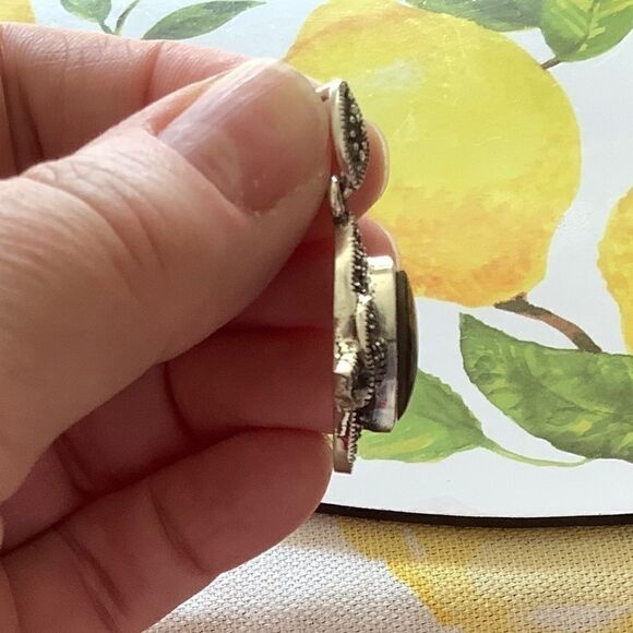 𝅺STERLING SILVER 925 TIGER EYE MARCASITE WOMAN PENDANT​​ - Picture 4 of 7